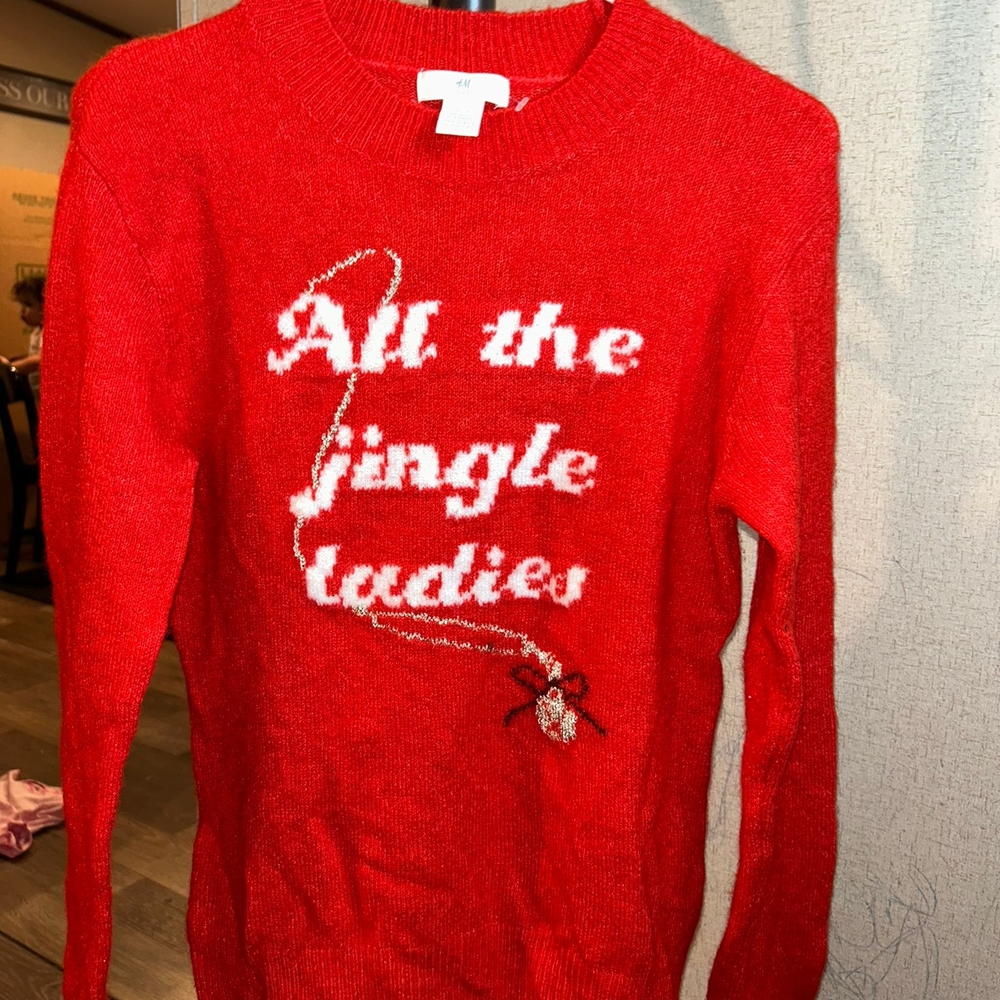 Red Holiday Sweater with Festive Text